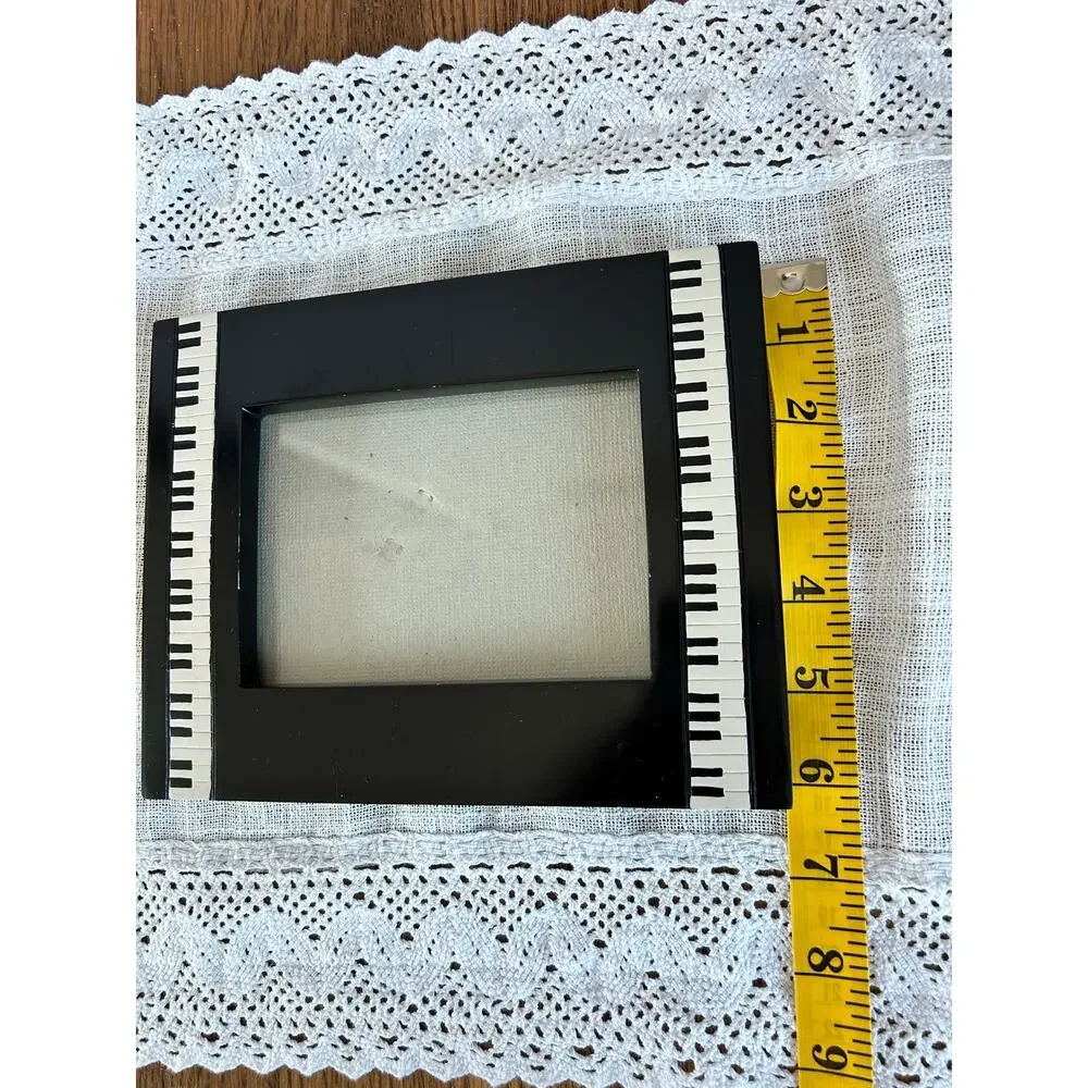 Vintage Black Lacquer Piano Keys Picture Frame